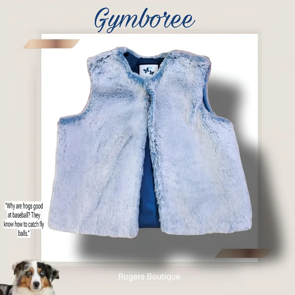 🌿Gymboree XS 4 Girls Frost Blue Faux Fur Vest Fully Lined